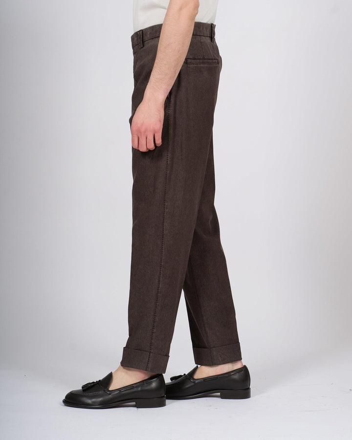 Pantalone Chiaia marrone in lana frosted 