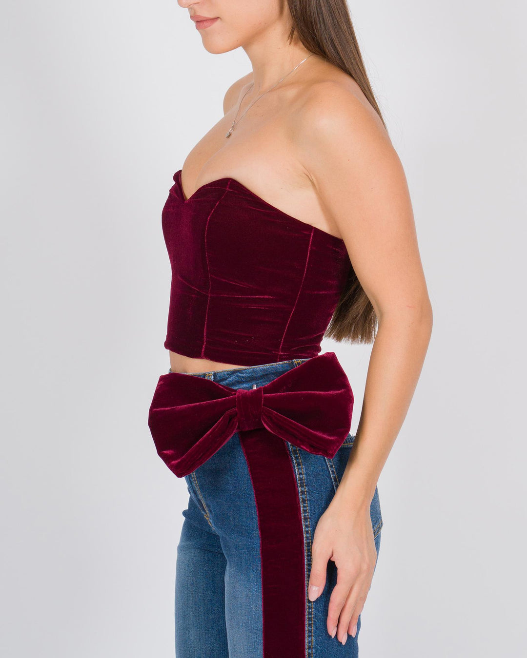 Top in Velluto Bordeaux Cropped 