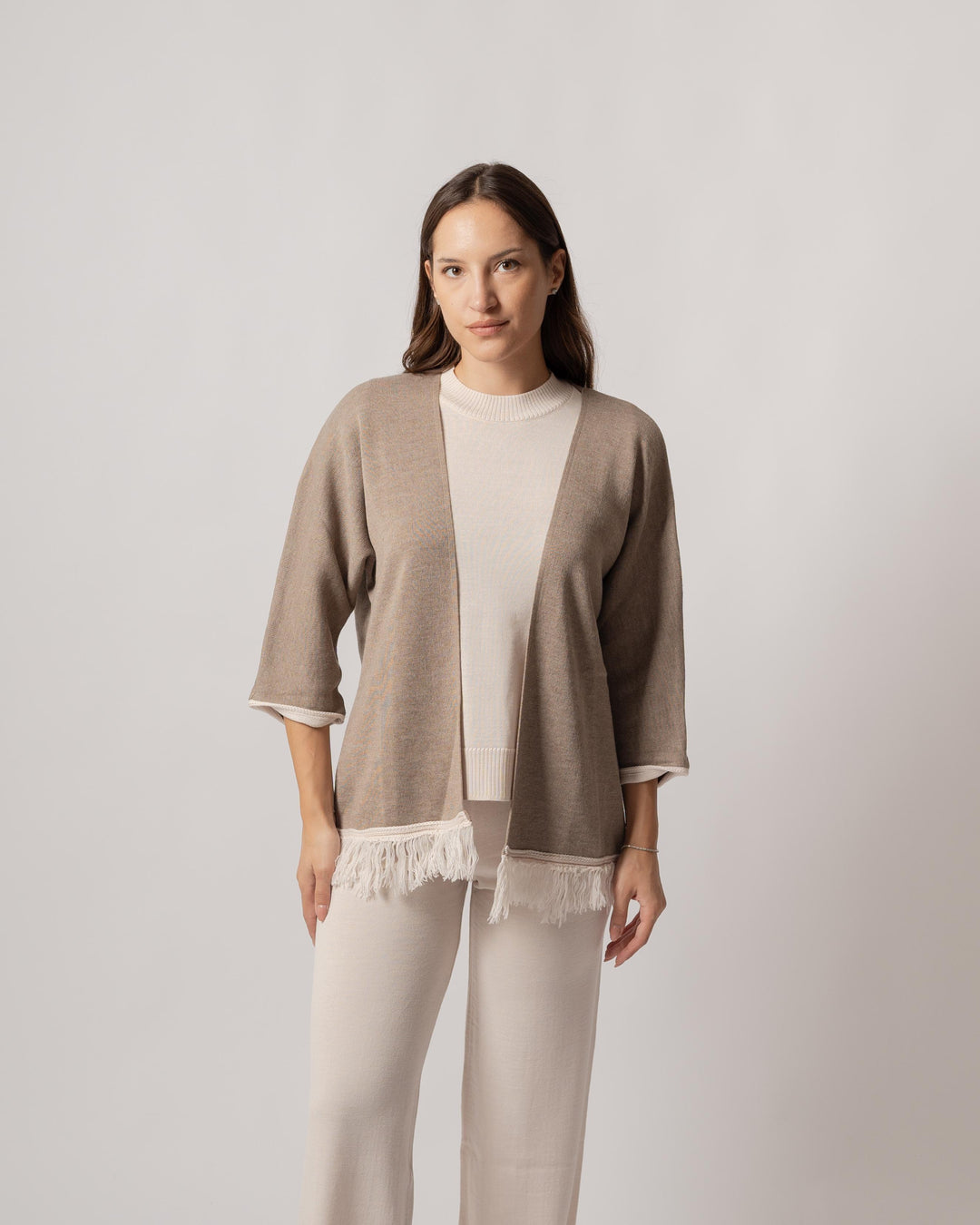 Giacca frange beige 