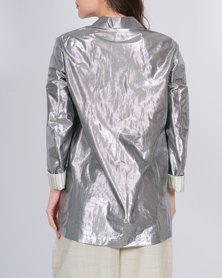 BLAZER PLACCATO MONOPETTO SILVER 