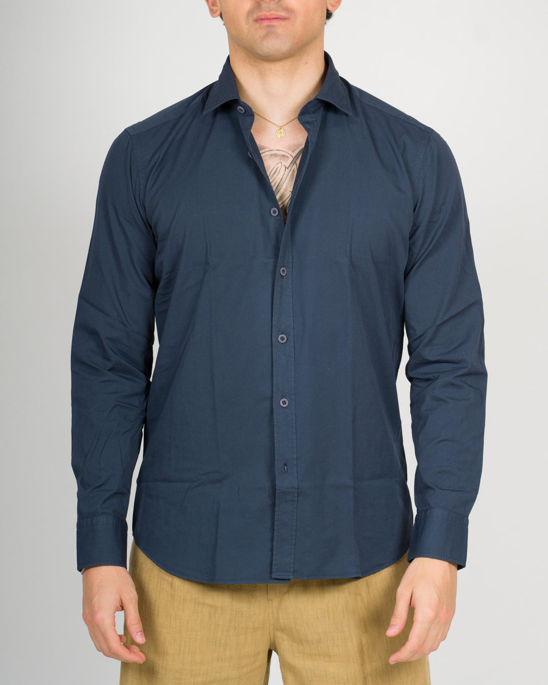 Camicia cotone unito blu 