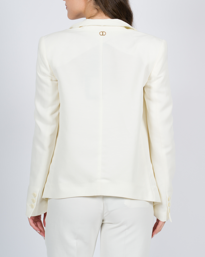Giacca blazer con fondo arrotondato bianco 