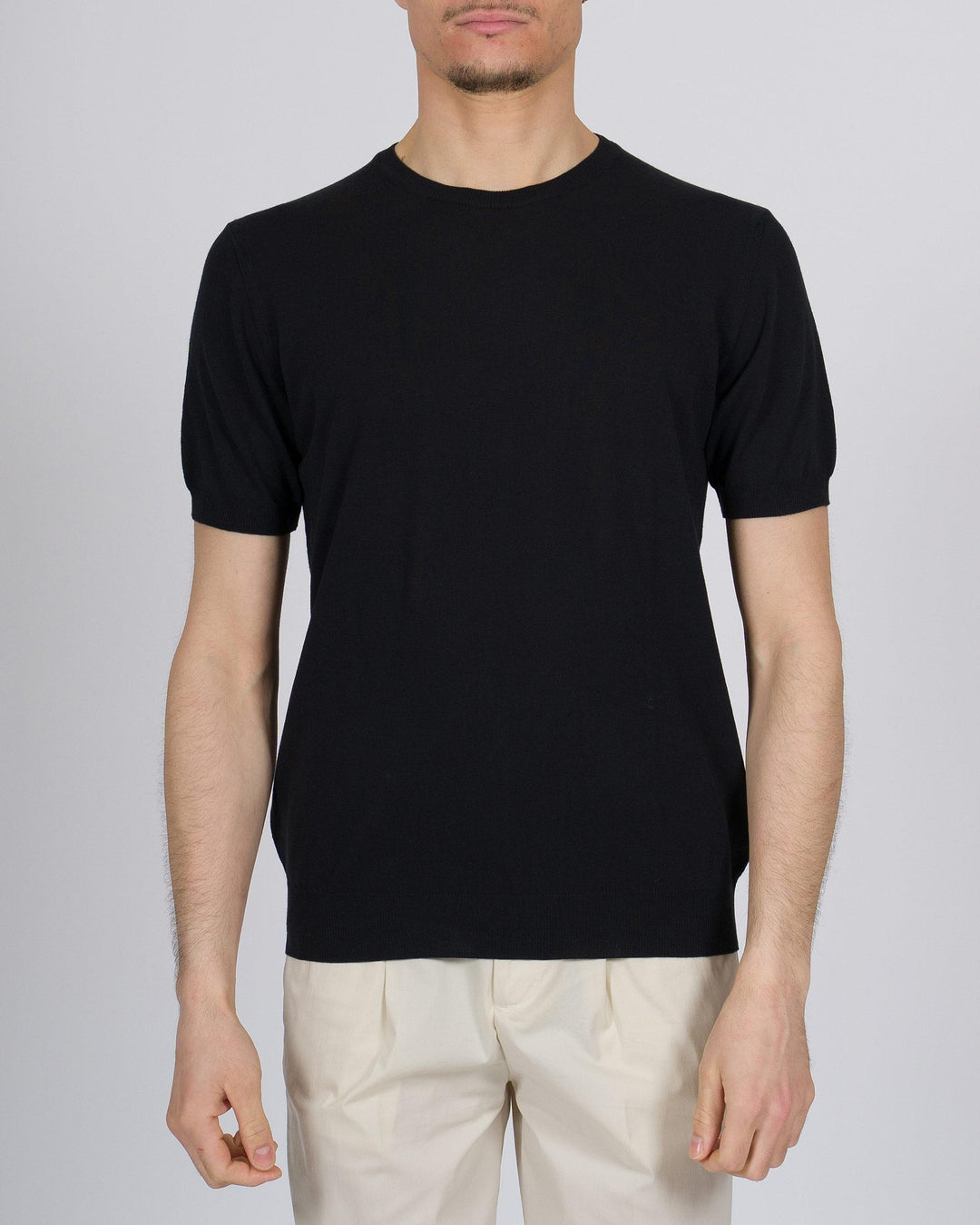 T-shirt crepe di cotone nera 