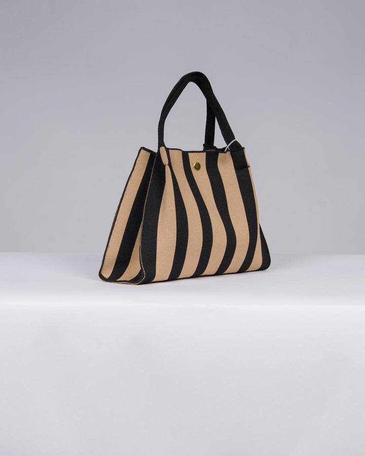 Borsa Rigata Beige e Nero da Donna 