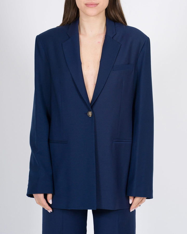 Blazer MEIMEJ  Fresco Lana Monobiettivo con Spacco sul Retro blu 