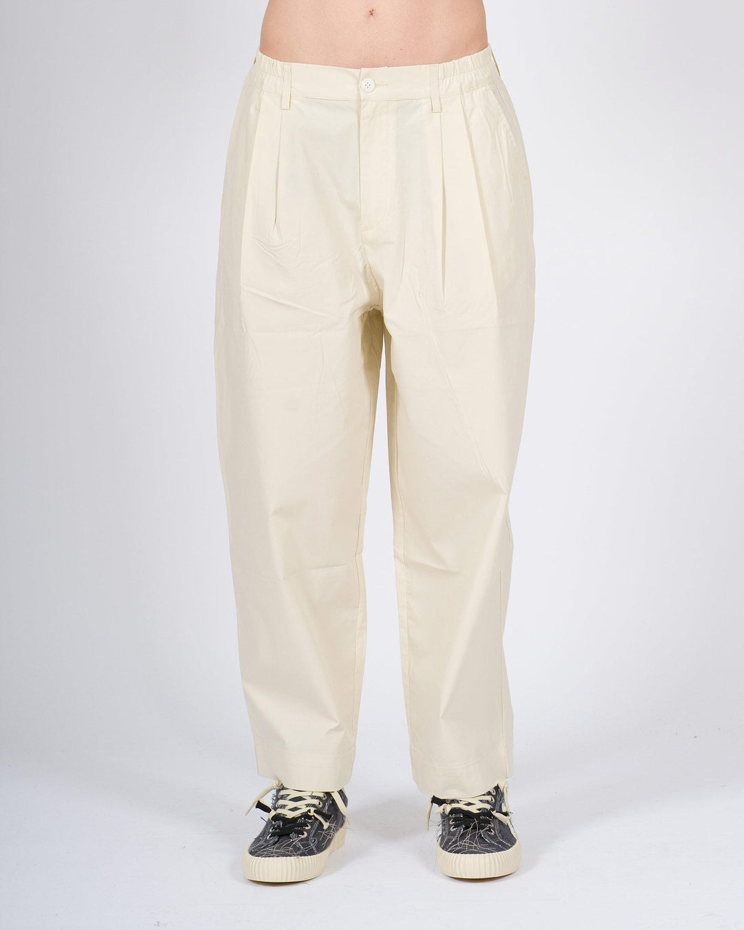 Pantalone Uomo Panna Doppia Pence in Cotone 