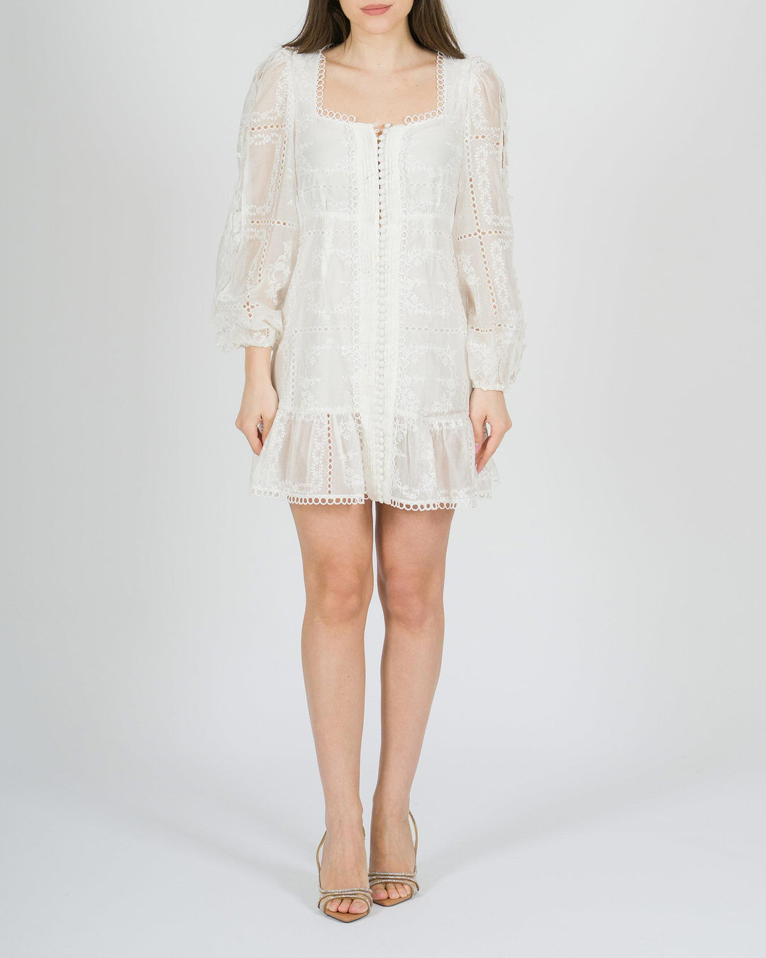 Abito AMOSA  in cotone Sangallo con ricamI 