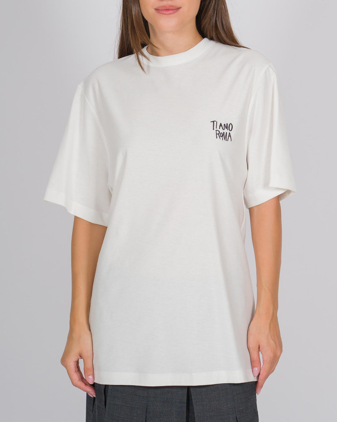 T-shirt over con stampa "Ti Amo Roma" 