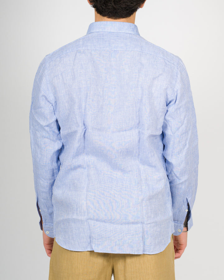CAMICIA LINO GRAFFIATO AZZURRO 
