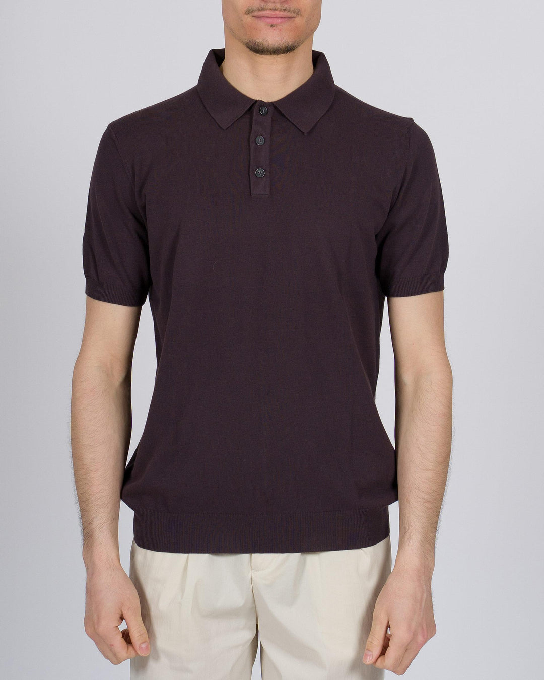 Polo tre bottoni crepe dio cotone moro 