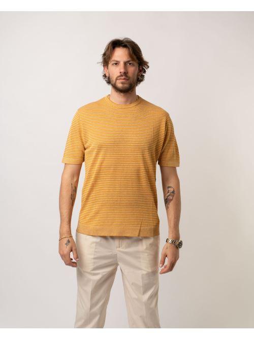 T-shirt Righe lino Giallo 