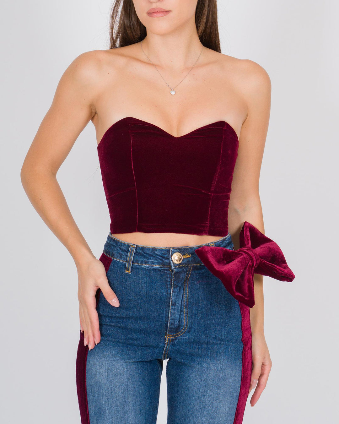 Top in Velluto Bordeaux Cropped 