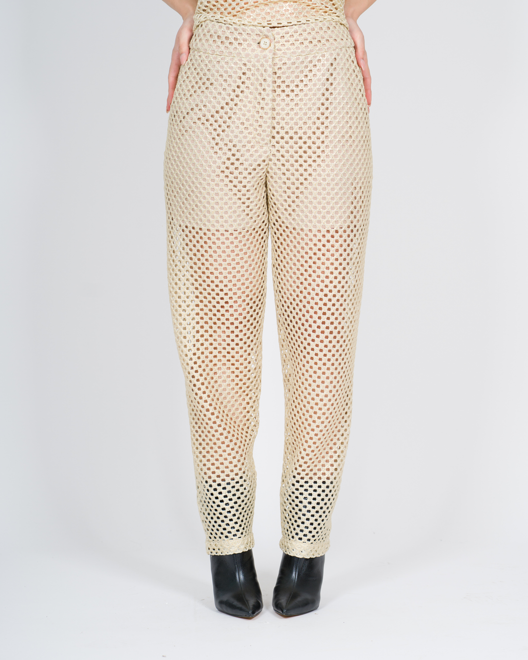 Pantalone traforato beige 