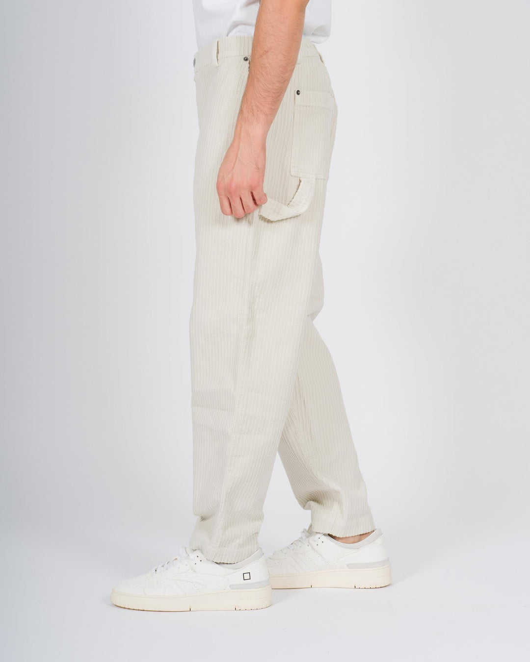 Pantaloni in velluto rocciatore panna 