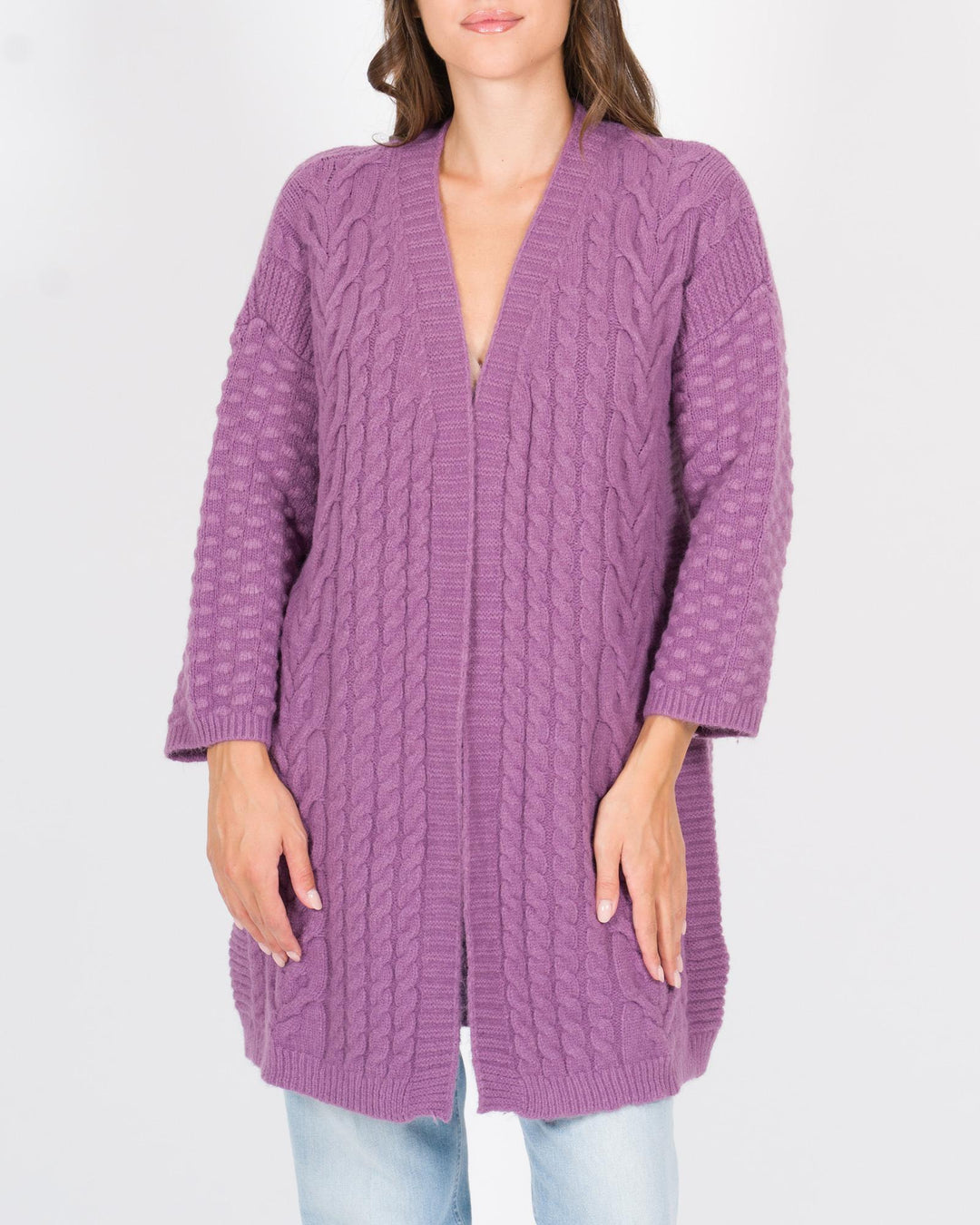Cardigan trecce melanzana 