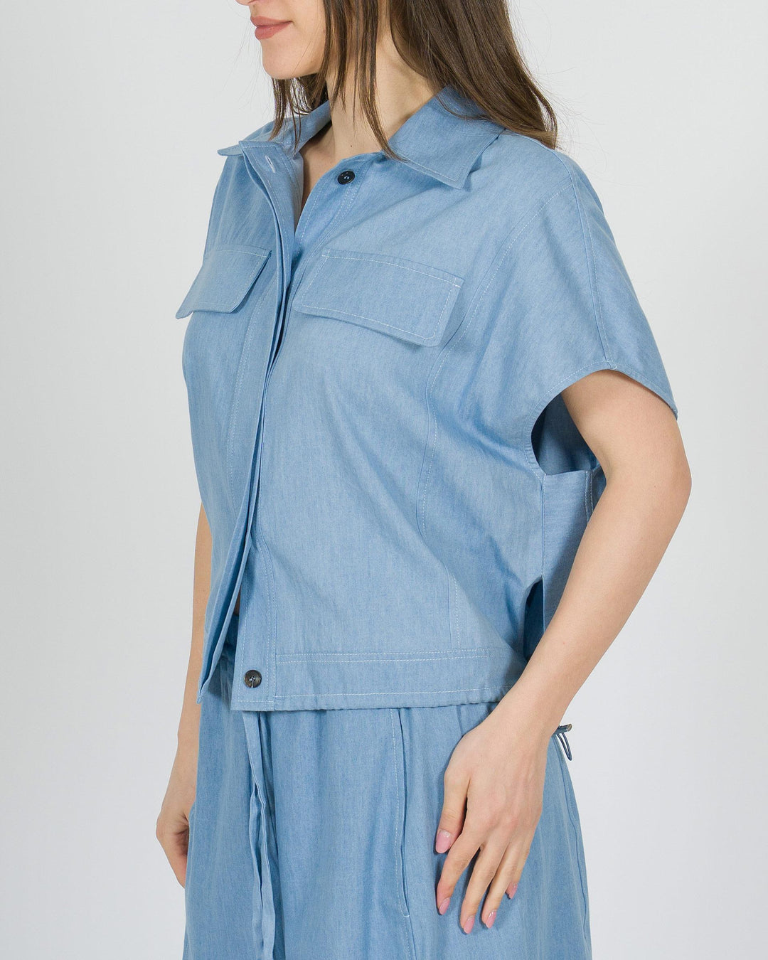 Camicia Meimeij azzurra effetto denim 