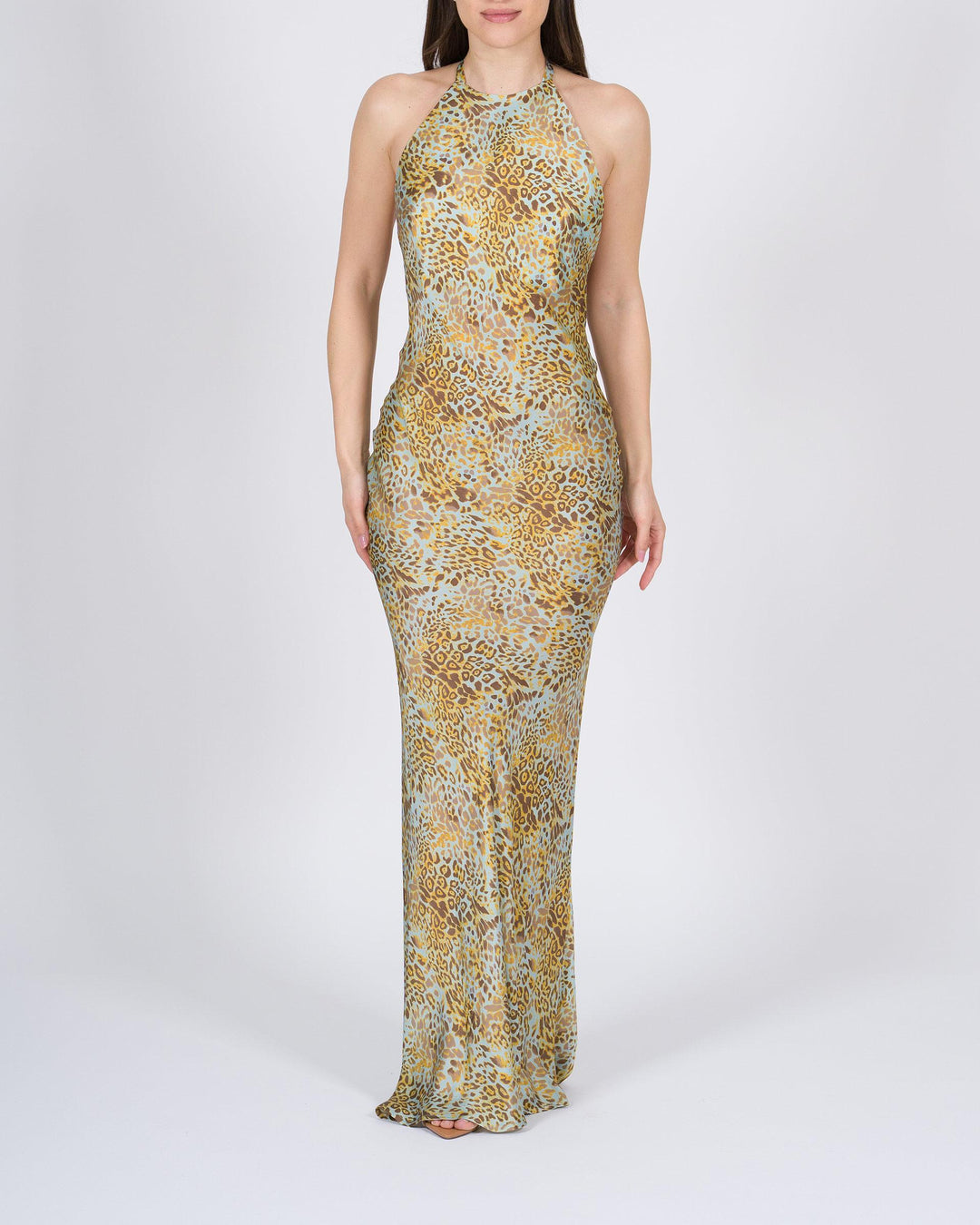 Abito animalier Silence con Scollo all'Americana 