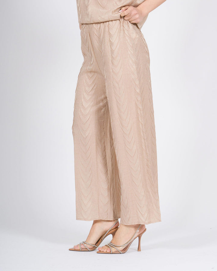 Pantaloni MEIMEJ Morbidi con Elastico e Disegno Treccia cipria 