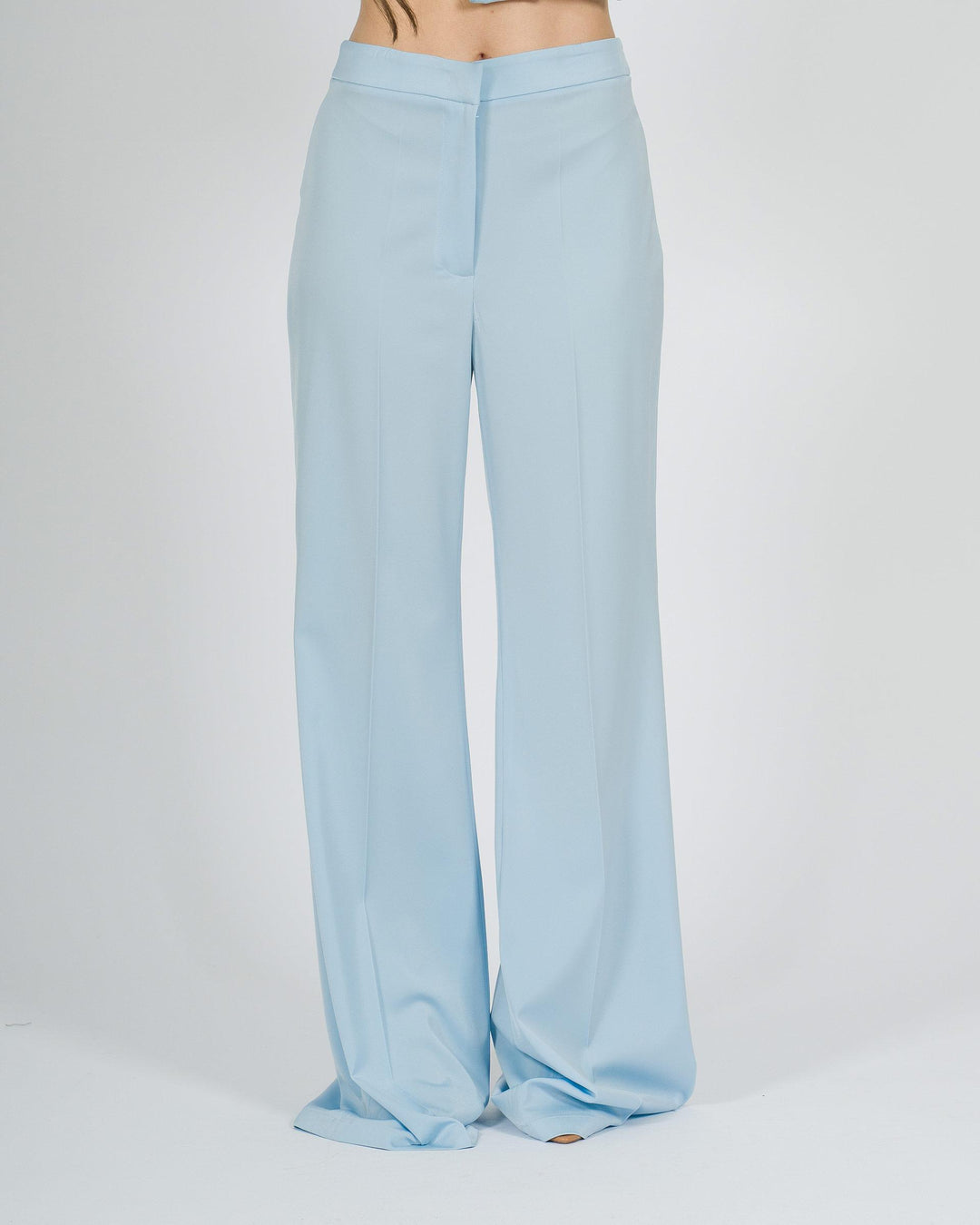 Pantalone palazzo lungo azzurro in tessuto cascante 