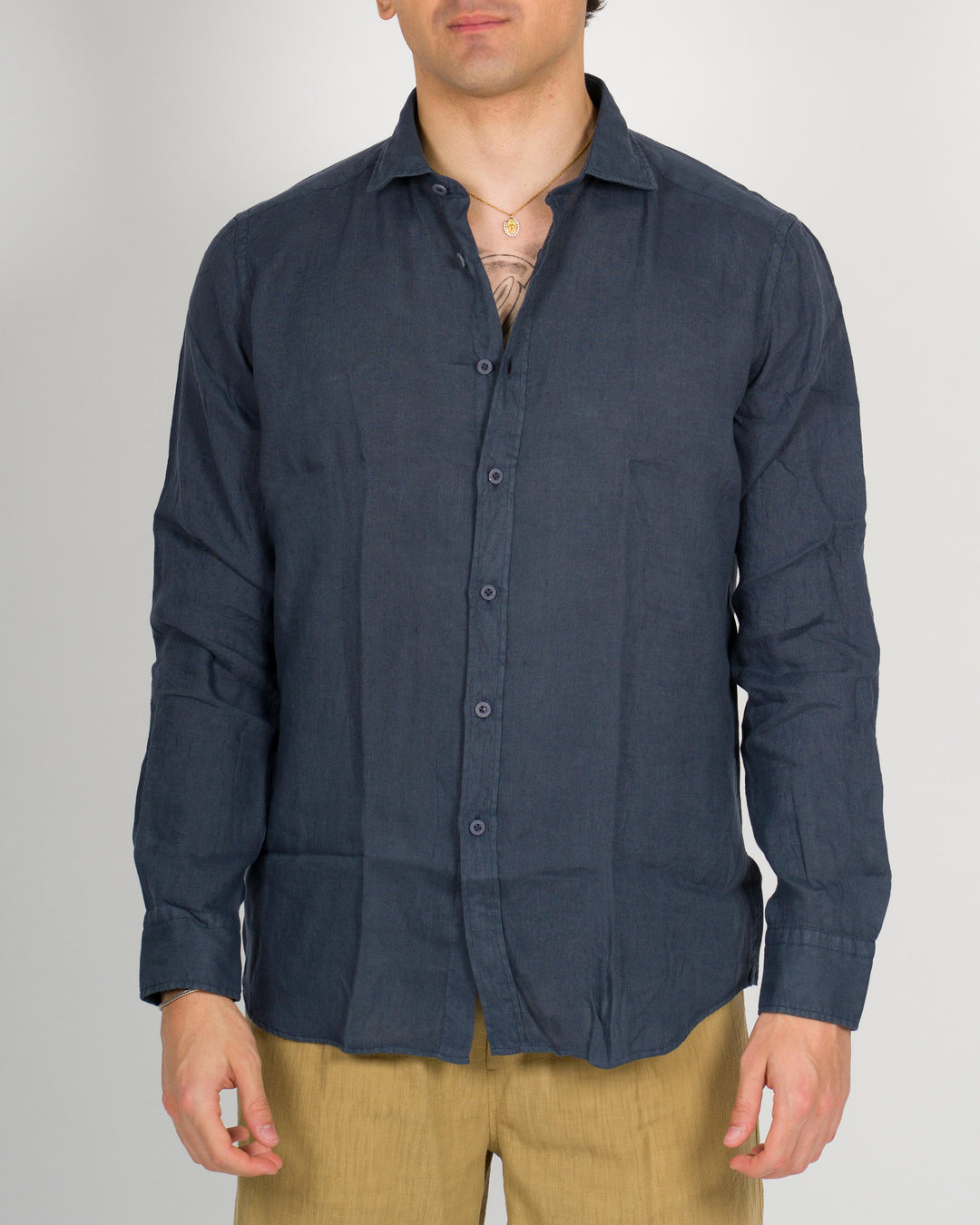 Camicia lino unito blu 