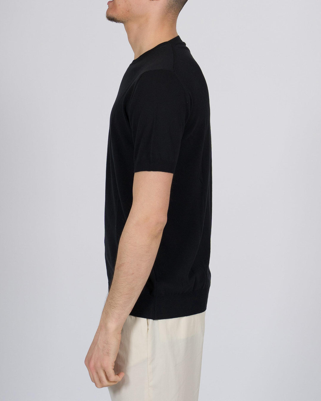 T-shirt crepe di cotone nera 