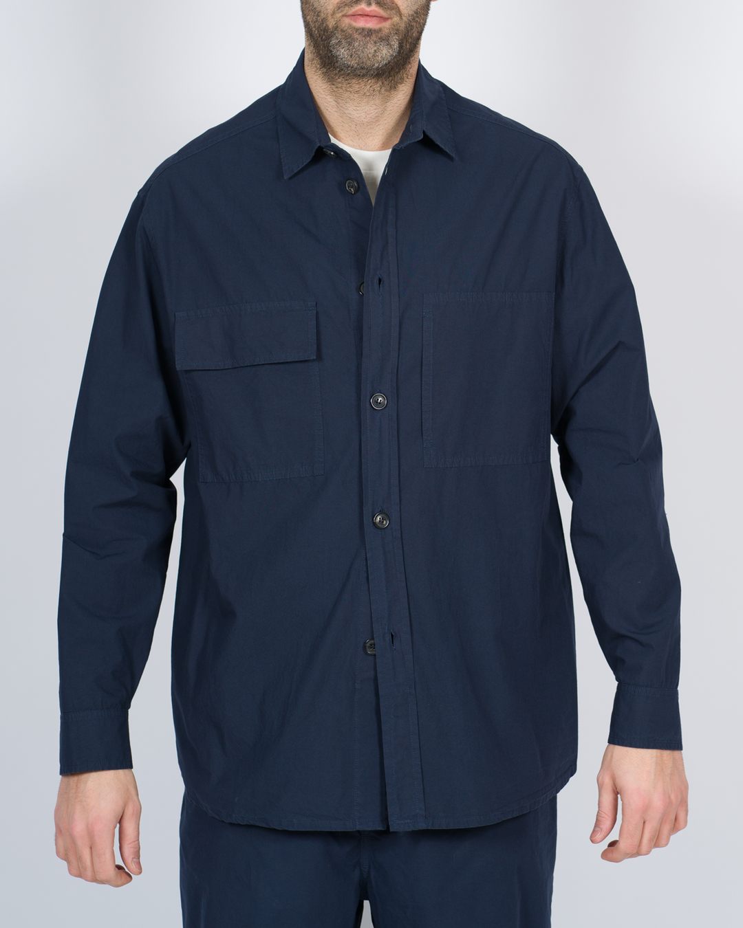 Giacca camicia cotone blu 