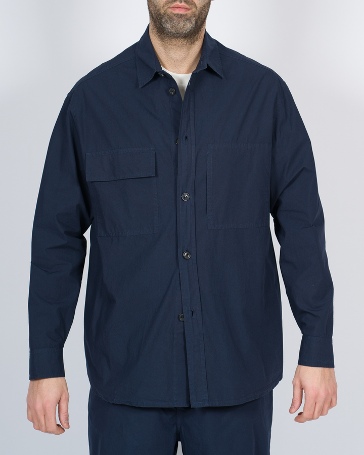Giacca camicia cotone blu 