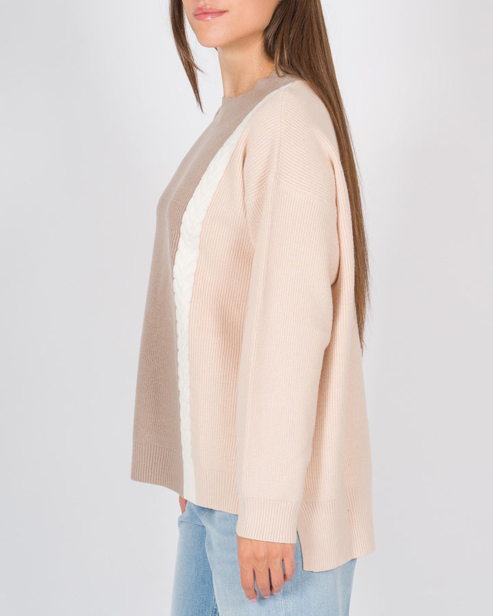 Maglia costine fango e rosa 
