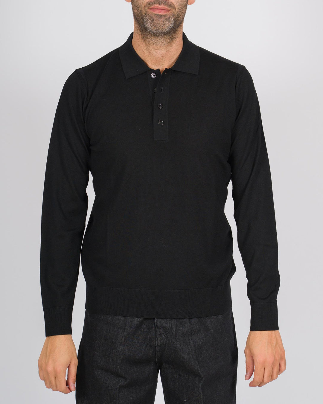 Polo finezza 16 quattro bottoni nero 