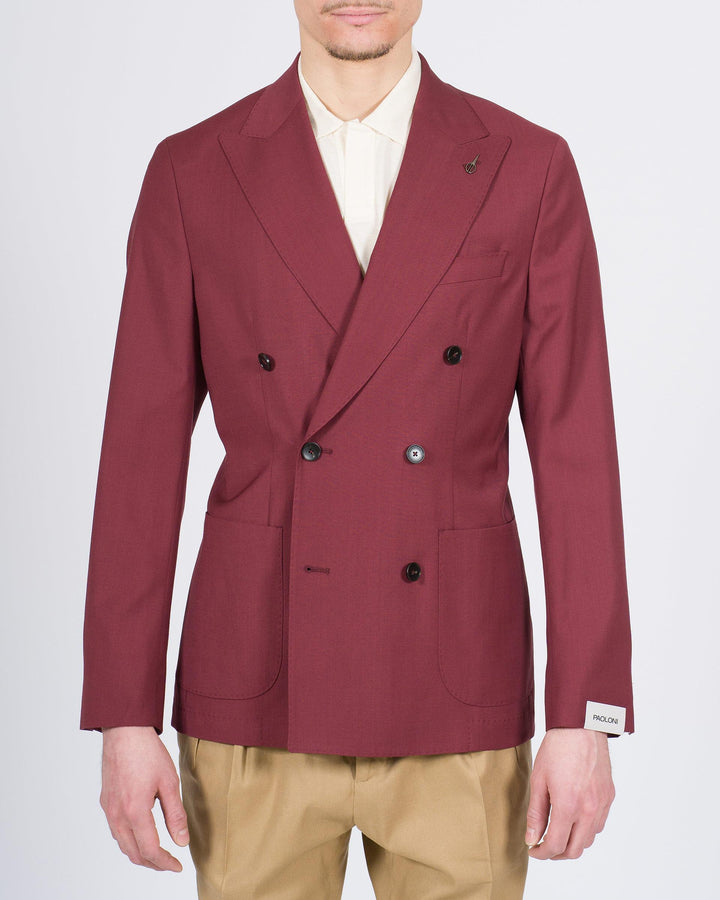 Giacca doppio petto in lana bordeaux 