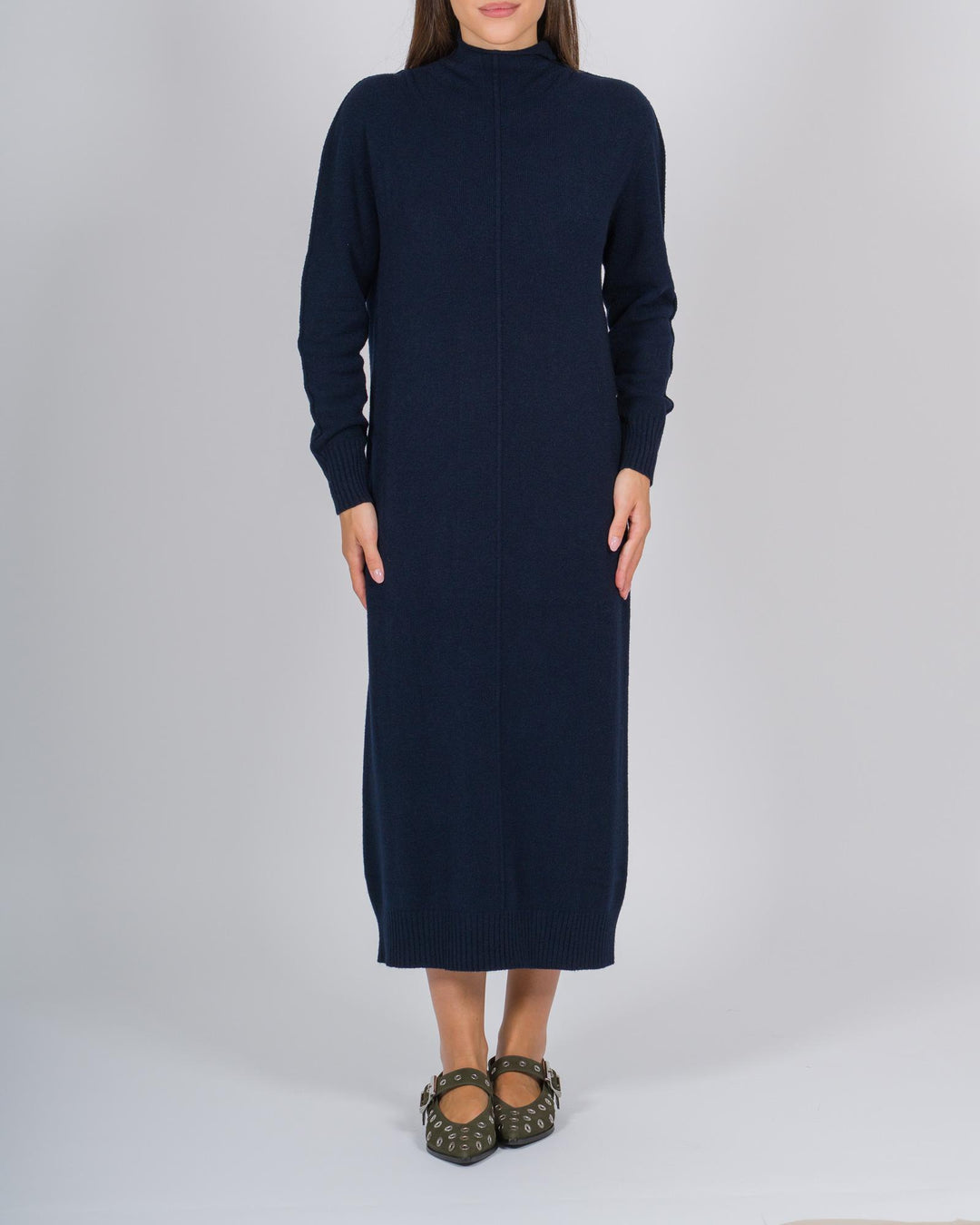 Abito lungo a  lupetto blu 