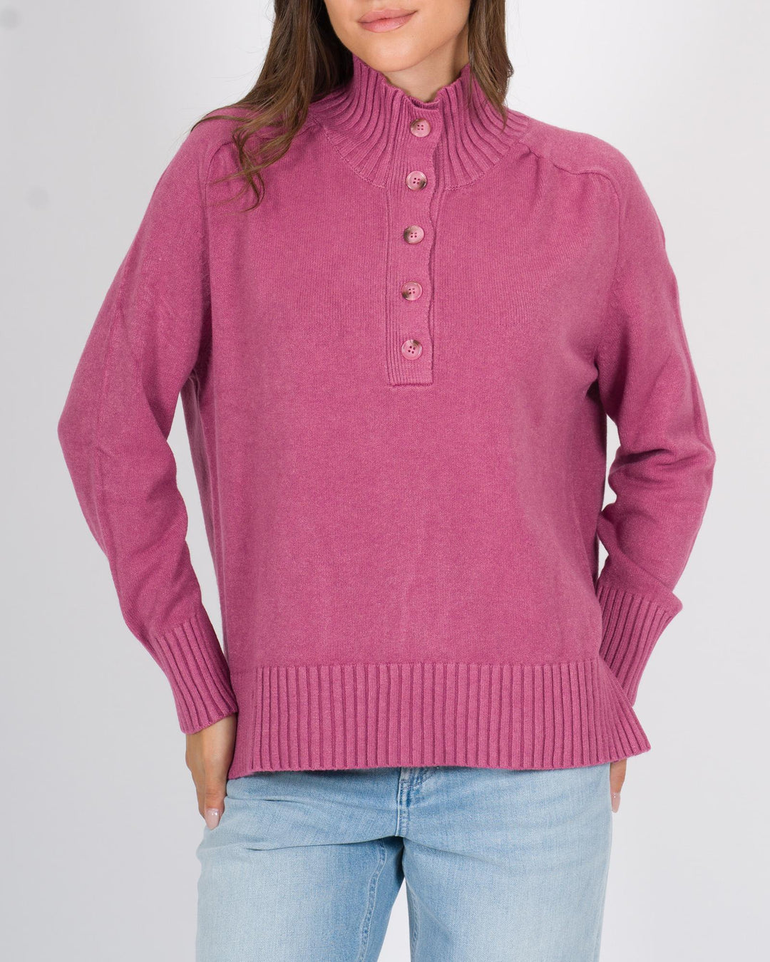 Maglia cinque bottoni rosa 