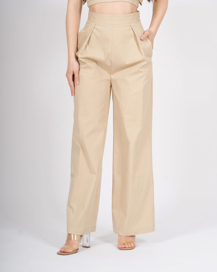 Pantaloni Silence Palazzo in Cotone Beige 