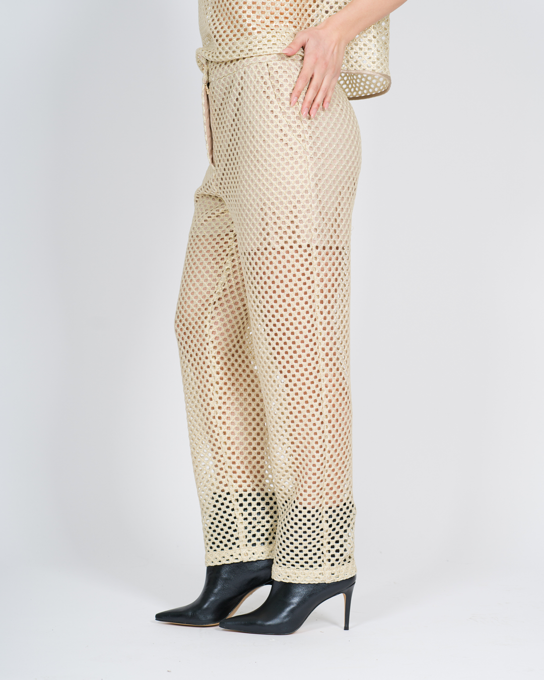 Pantalone traforato beige 