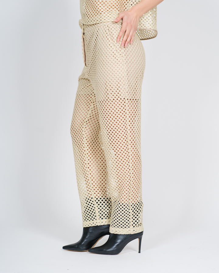 Pantalone traforato beige 