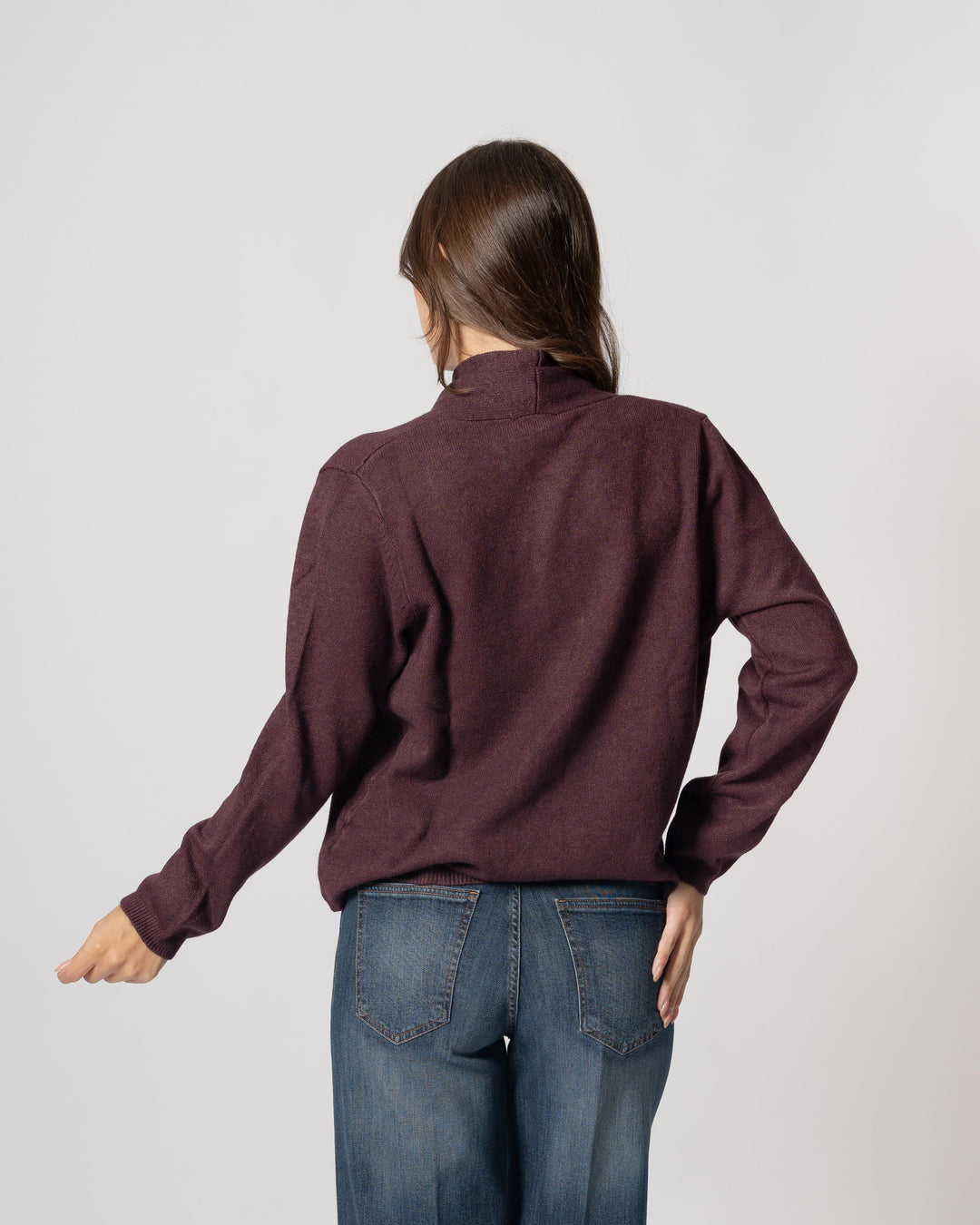 cardigan frange prugna 