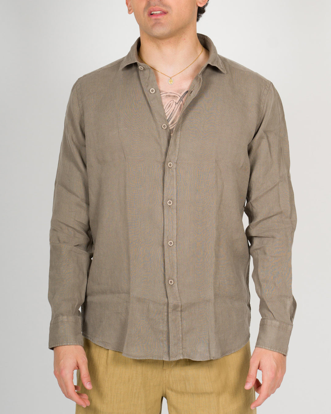 Camicia lino unito fango 