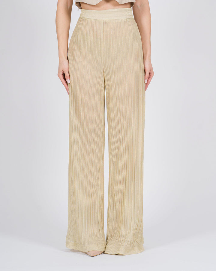 Pantalone palazzo plissé oro 