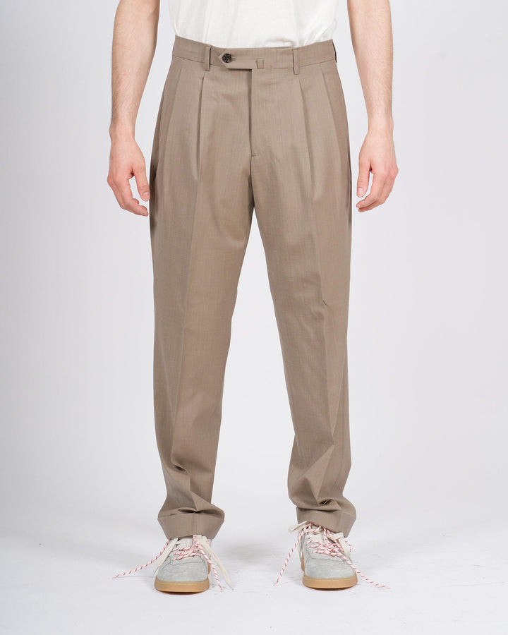 Pantalone Berwich Negroni beige in lana elastica 
