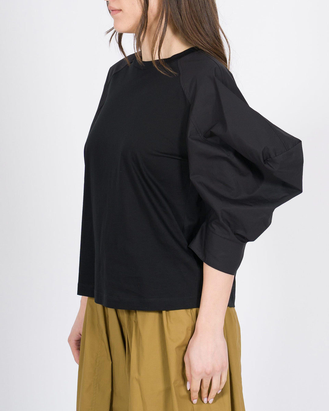 T-Shirt MEIMEJ Cotone con Maniche a Sbuffo nera 