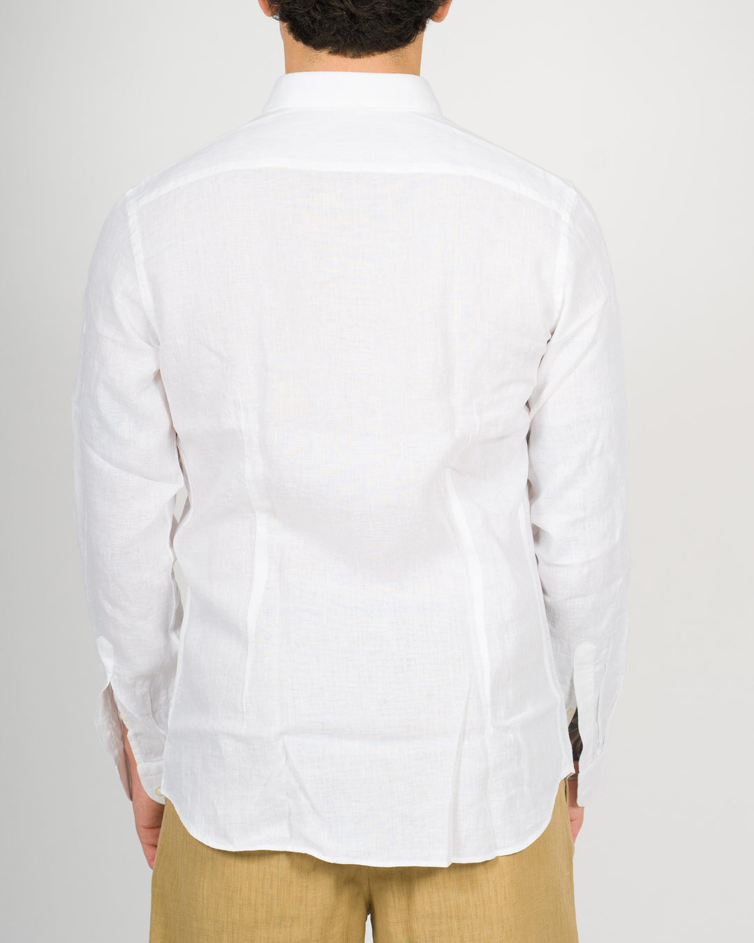 Camicia lino graffiato bianca 