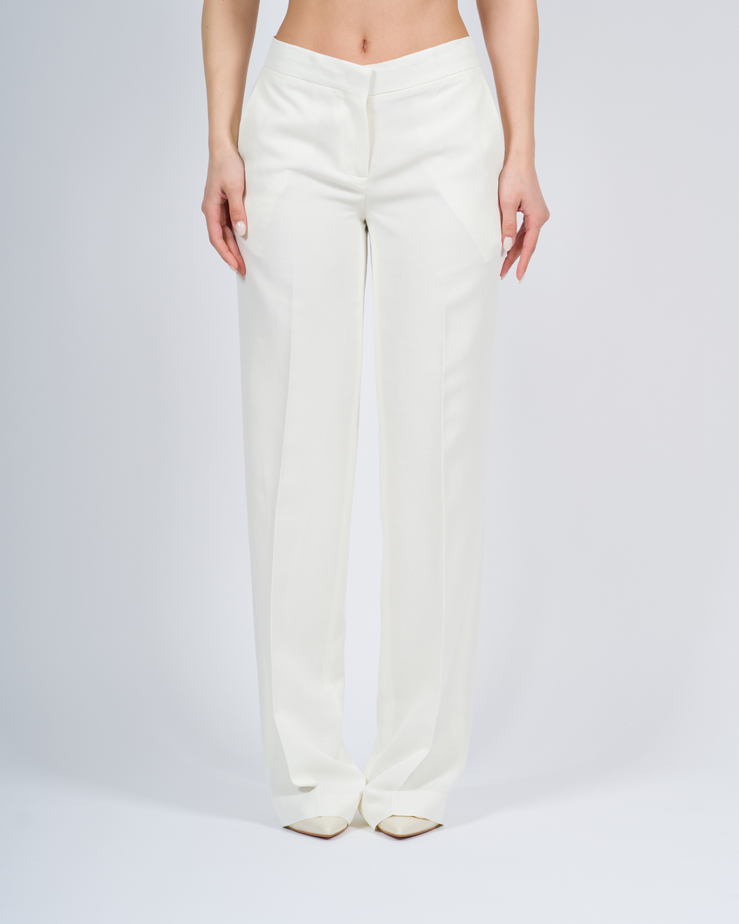 Pantaloni dritti con tasche bianco 