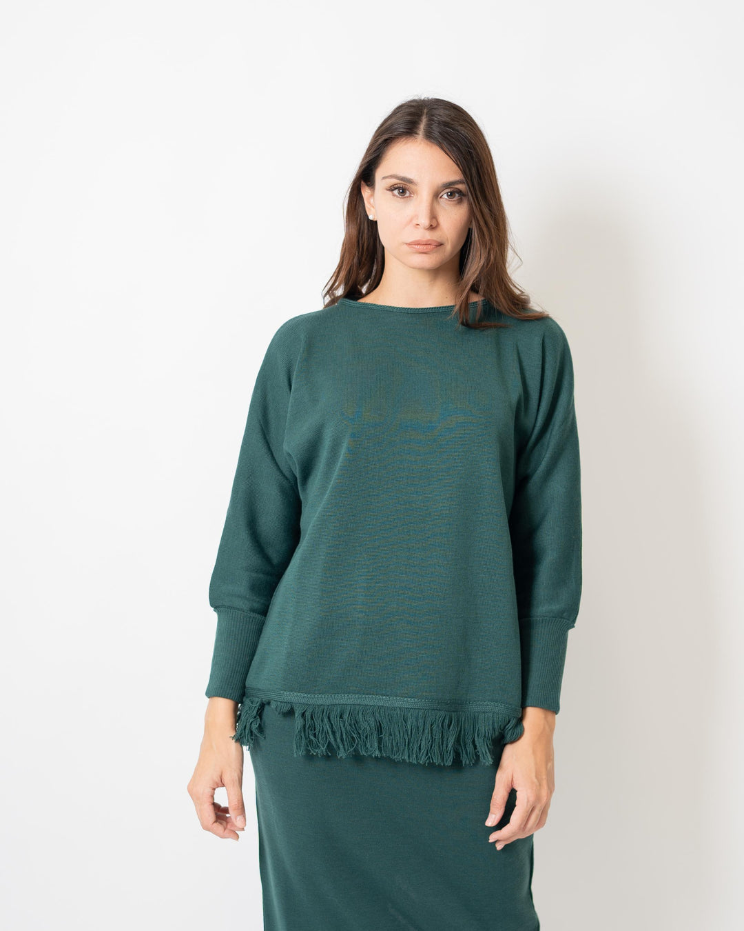 Maglia raglan frange Verde 