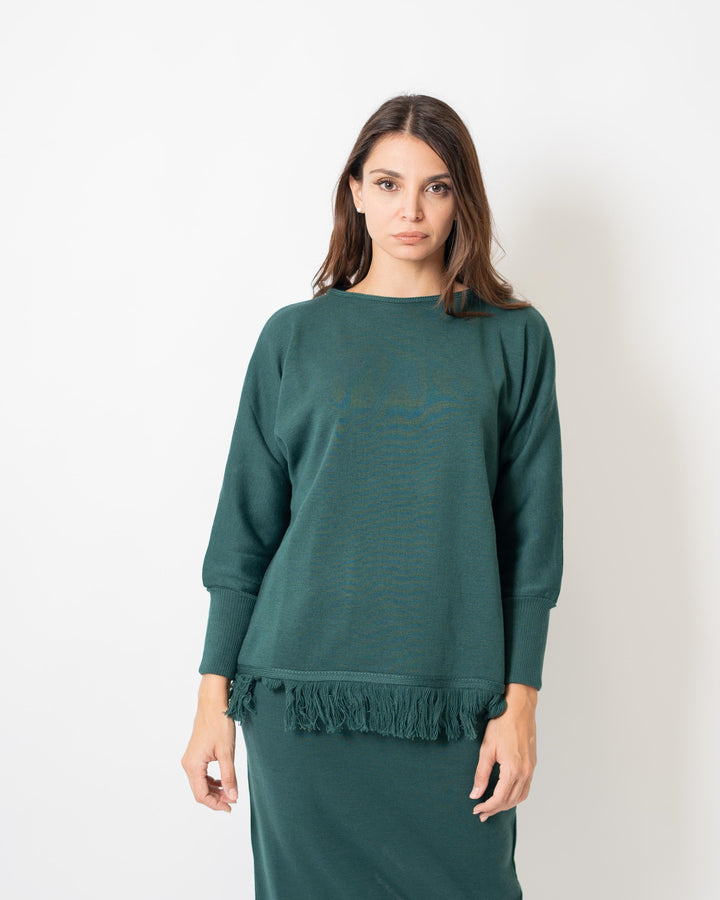 Maglia raglan frange Verde 