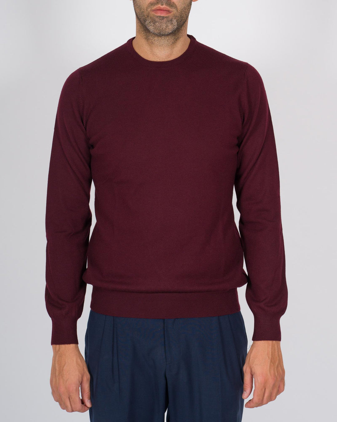 Maglioncino girocollo in lana bordeaux 