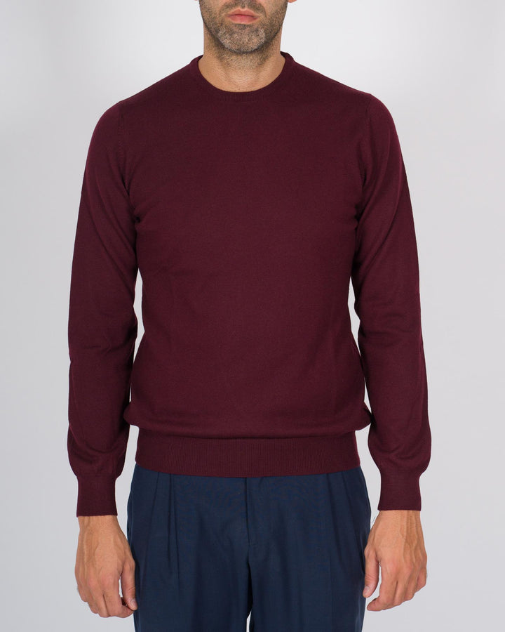 Maglioncino girocollo in lana bordeaux 
