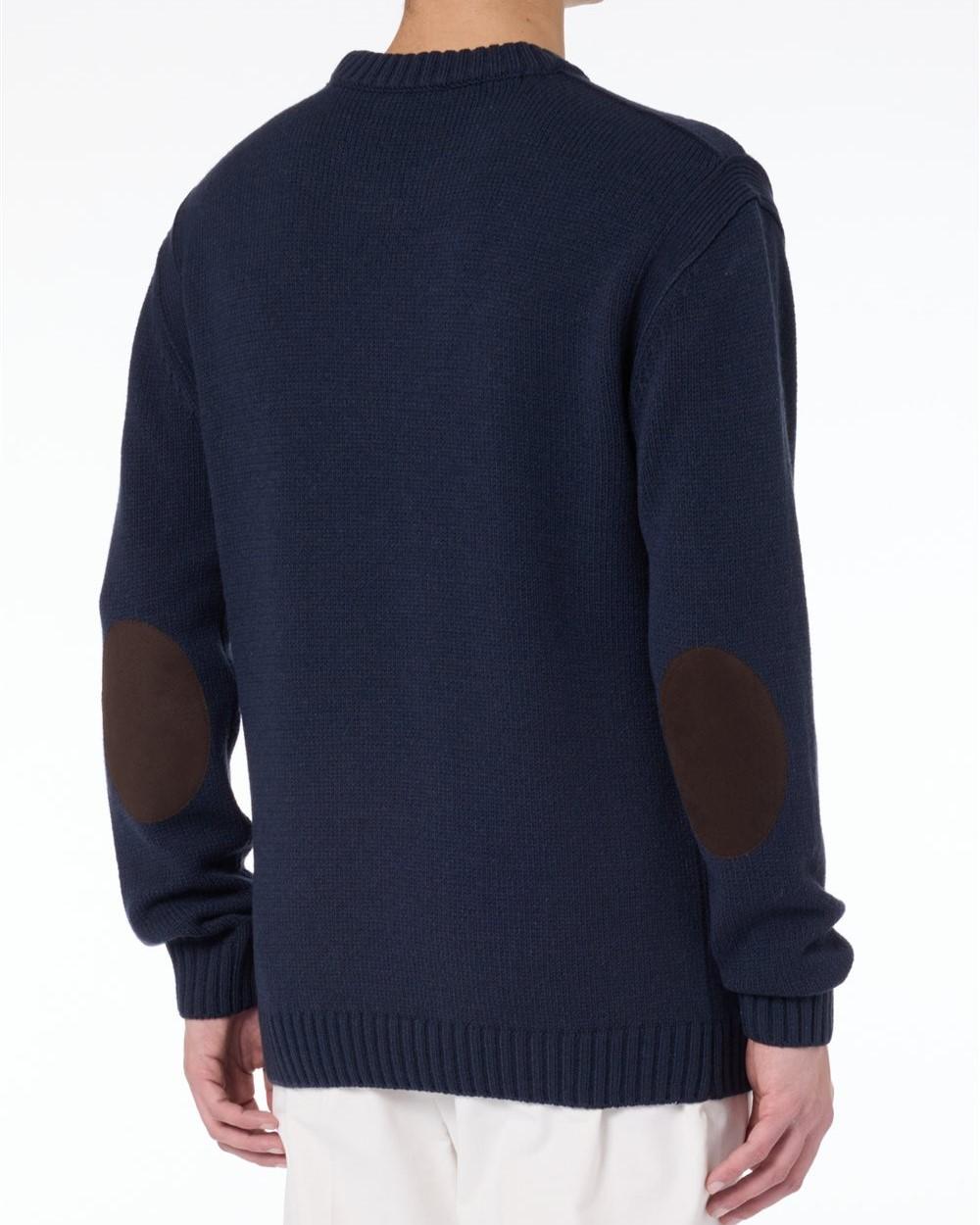 Maglione Collo inglese con toppe blu 