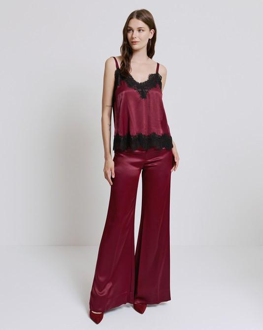 Top con pizzo bordeaux 
