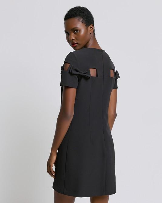 Abito Cort con Fiocchi Nero 