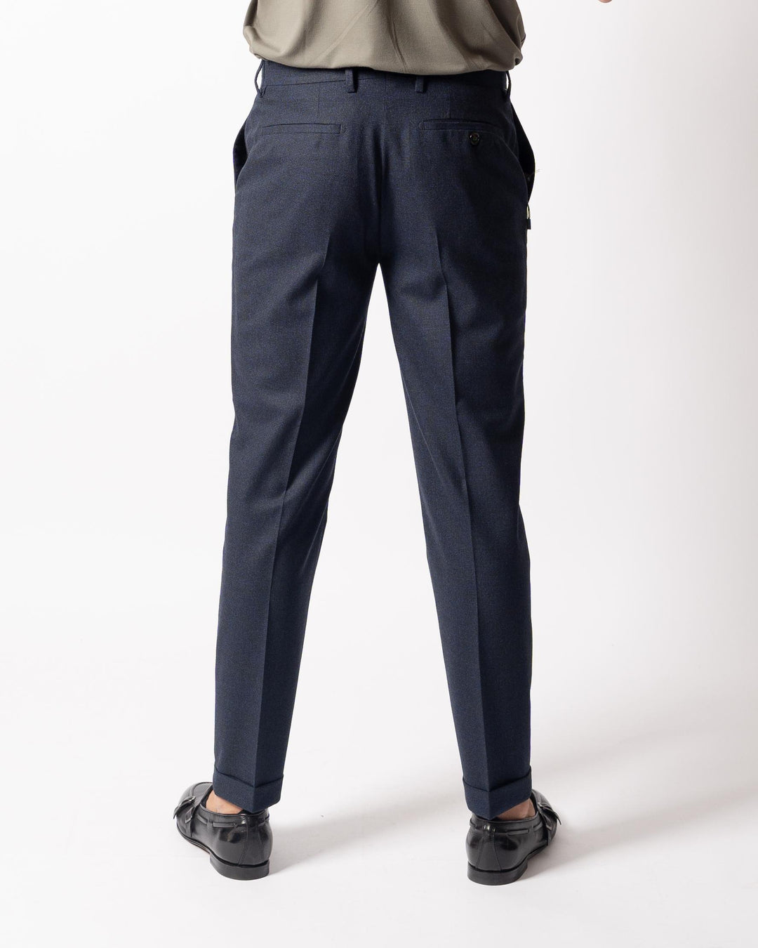 Pantalone Y Retro Pied de Poule Blu 